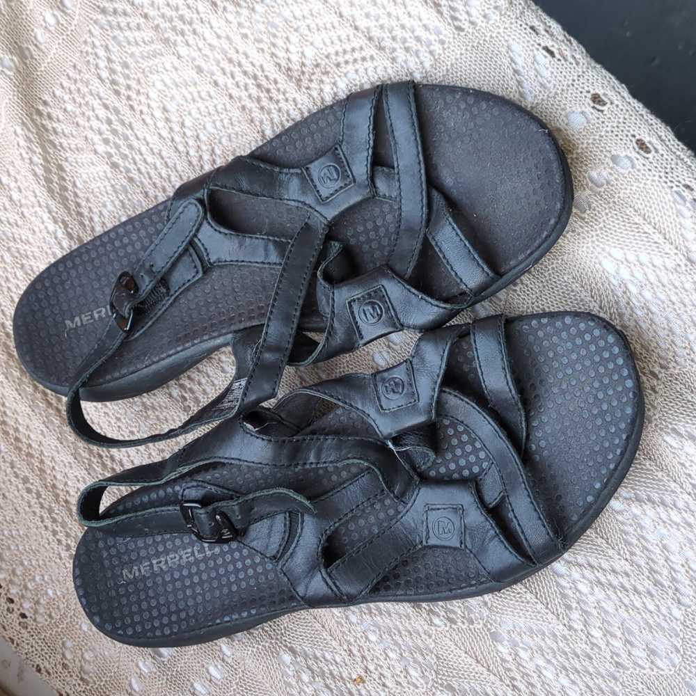 Merrell Black Strappy Sandals, Size 9